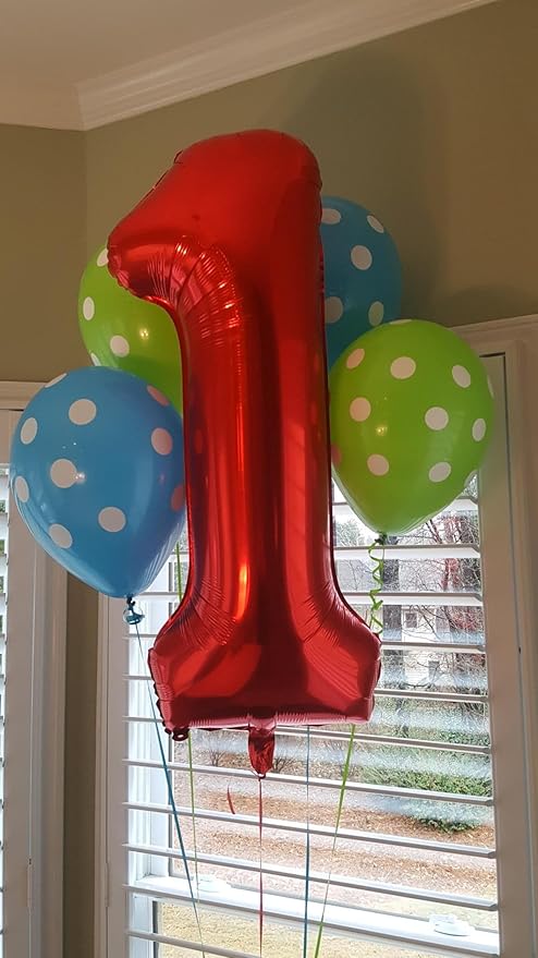Number Balloons 1, 40 Inch One Balloons for 1st Birthday Girl Boy 1 11 21 Party Decorations Baby Shower Photo Shoot, Red 1 Balloon