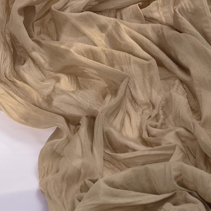 Socomi 10pcs Nude Brown Cheesecloth Table Runner Boho Rustic Gauze 120 inch 10FT Cheese Cloth Runner for Wedding Party Baby Shower Birthday Home Decor Holiday Decorations