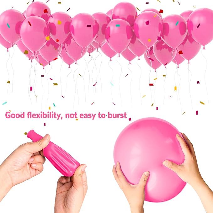 Pink Balloons 100 pcs 12 Inch Matte Pink Balloon for Baby Shower Valentine's Day Princess Bachelorette Birthday Party Decorations