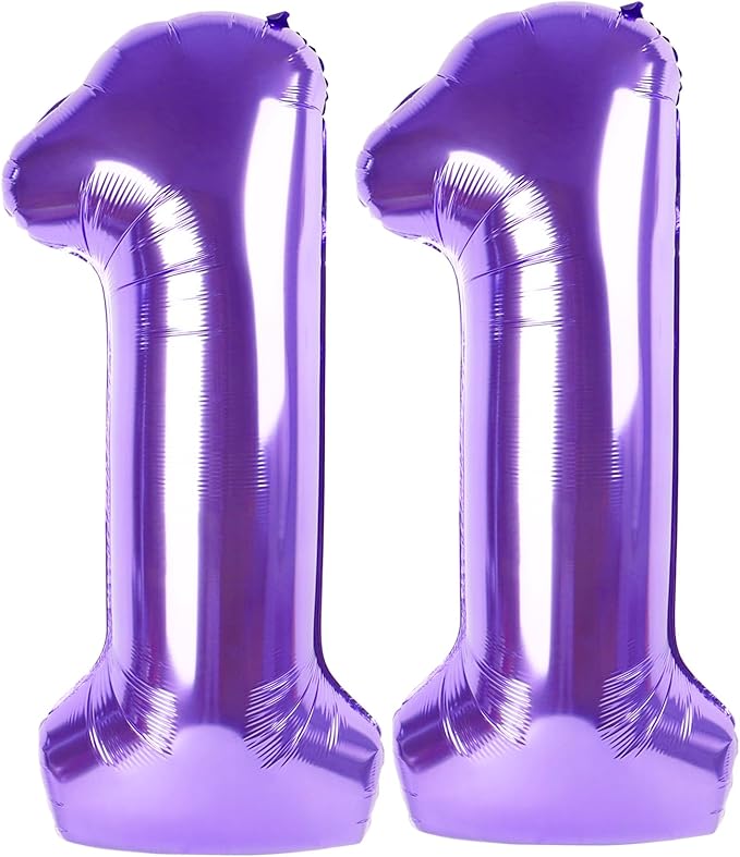 Purple Number 11 Balloon 40 inch, 11 Number Balloons, 11th Purple Birthday Decorations, 11 Year Old Girls Boys Party Supplies