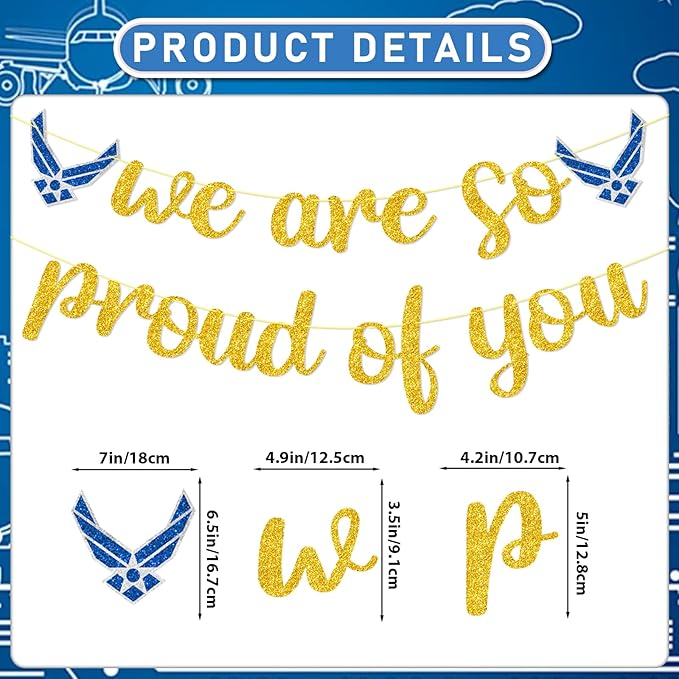 Air Force Party Decorations - We Are So Proud of You Banner Airforce Party Decorations Banner Military Decor for Birthday Party