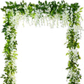 5pack Wisteria Garland Artificial Flowers Garland Fake Hanging Wisteria Vines for Wedding Floral Decor-Total 33 Ft (Milk White)