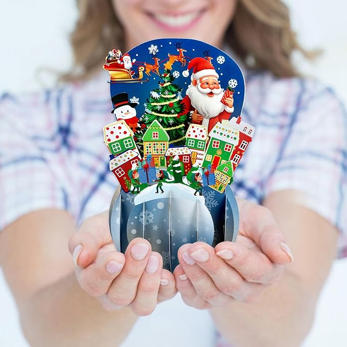 FaCraft Pop Up Christmas Card - with Envelope and Seal, Handmade 3D Merry Christmas Gift for Winter, Holidays, New Year (Santa, Gnome Town)