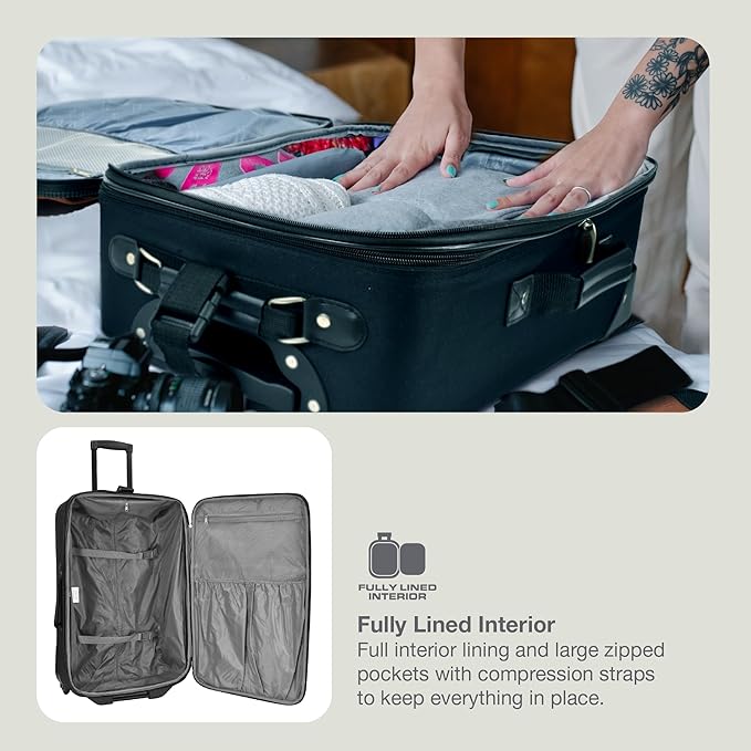 Travel Select Amsterdam Softside Expandable Luggage with Rolling Wheels, Orange, 8-Piece Set (15/21/25/29) with Packing Cubes