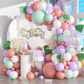 Green Pink Balloon Garland, 120pcs Macaron Green Purple Dusty Pink Kit with Iridescent 4d Foil Balloon Different Sizes For Girl Woman Spring Garden Theme Birthday Baby Shower Party Wedding Decoration