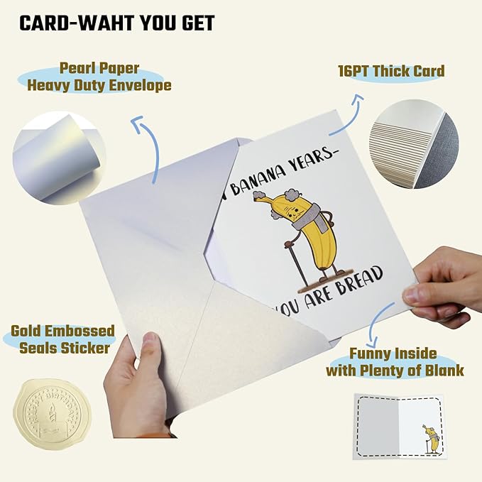 Funny Birthday Card for Men Husband Boyfriend Him - Funny Birthday Cards for Dad - Birthday Card for Uncle Aunt Male Friend 'In Banana Years You’re Bread'