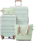 4-Piece Luggage Set, Suitcase with TSA Lock Travel Duffel Bag Wet-Dry Toiletry Bag, Green