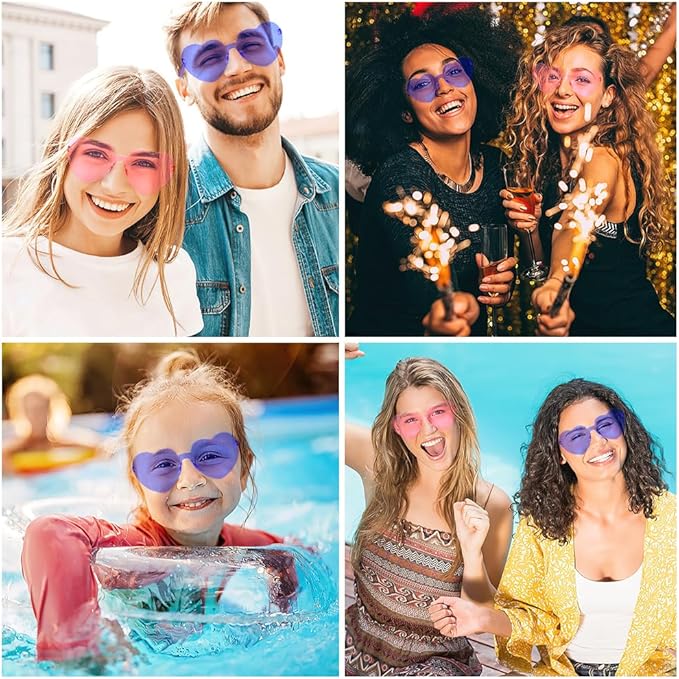 Heart Sunglasses 2 Pairs Heart Shaped Sunglasses Womens Heart Glasses Rave Sunglasses for Women Party Favors