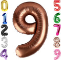 40 Inch Coffee Brown Number 9 Balloon, Giant 9 Number Balloons for 9th Birthday Decorations, Party Supplies for Baby Boy Girl, Coffee Brown Party Decor