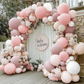Pastel Pink White Balloon Arch Double Stuffed Light Pink Beige Cream Balloon Garland Kit Boho Dusty Rose Blush Balloons for Baby Shower Bridal Birthday Valentine's Wedding Easter Princess Party Decor