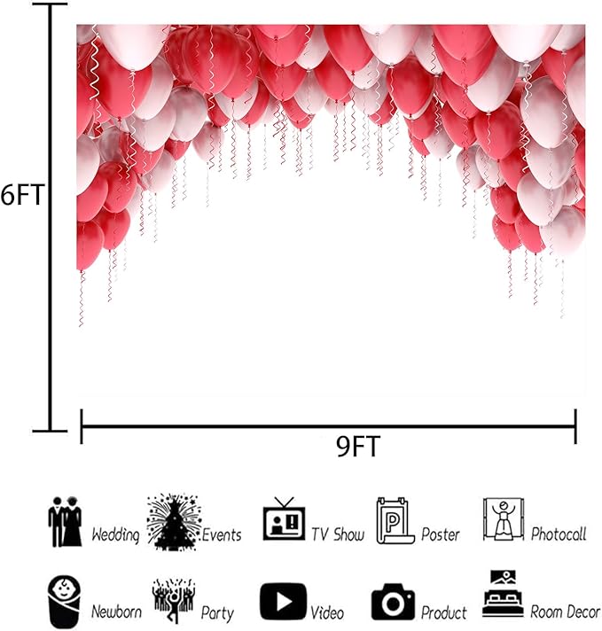 9x6ft Balloon Backdrop, Suitable for Birthday Parties, Baby Showers, Team Gatherings, and Family Gatherings and Photography Background Cloth