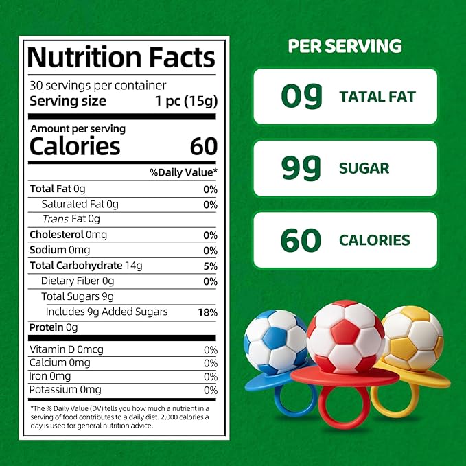 Soccer Ring Candy Lollipops Suckers Individually Wrapped Bulk for Birthday Party Favors, 3 Colors Sports Themed Ball Shaped Candies Goodie Bag Fillers, Team Treats, 30 Count