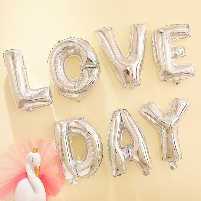 2 Set 52Pcs Silver Alphabet A-Z Letter Balloons 16in Balloon Foil Letter Decorations Party Decor Silver Letter Balloons Alphabet A-Z Party Supplies