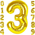 Numbers Balloon 3, 40 Inch Gold Balloon for Three Year Old Birthday Decor, 3 13 30 31 Birthday Party Decorations for Wedding Graduation Engagement