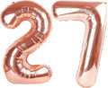40 Inch Rose Gold Balloon Number 27 Balloon,Jumbo Mylar Foil Helium Balloon for 27 Digital Balloons for Birthday Party,Wedding Anniversary Party Decorations