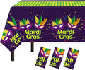 Childom Mardi Gras Decorations,3 Pack Disposable Plastic Tablecloths for Rectangle Table 54" x 108" Mardi Gras Tablecloths for Party Decor,Table Cloths for Birthday,Home,Dinner,Carnival,Party Supplies