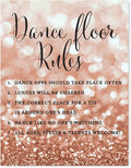 Andaz Press Wedding Party Signs, Glitzy Rose Gold Glitter, 8.5x11-inch, Dance Floor Rules, 1-Pack, Bokeh Colored Party Supplies