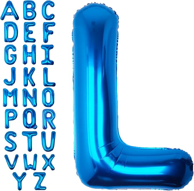 40Inch Blue Letter L Balloon Foil Helium Letter Balloons A-Z Giant Large Mylar Big Party Balloon for Birthday Party Decorations