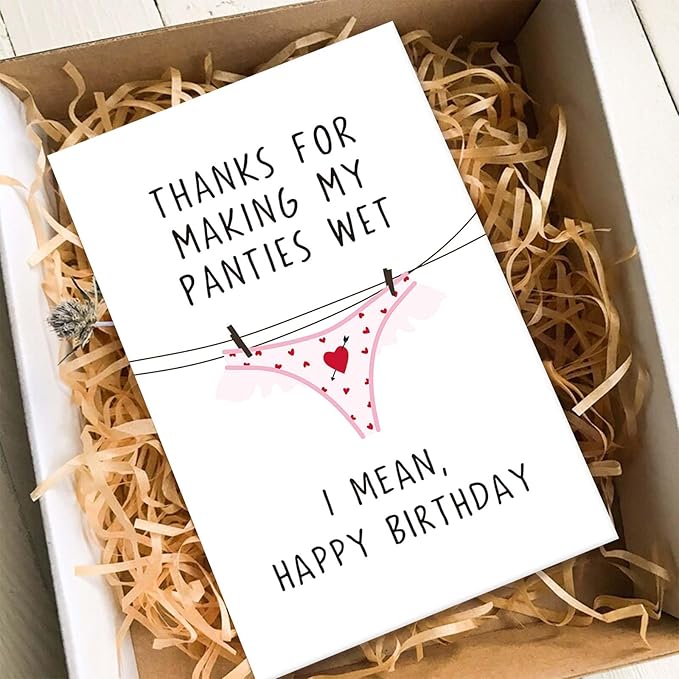 Raunchy Birthday Card for Boyfriend Husband, Funny Birthday Card from Wife Girlfriend, Adult Humor Bday Gift for Man Him