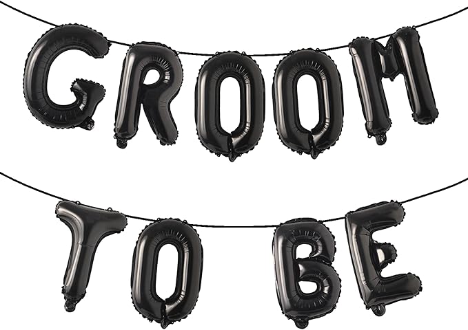 2 Set 18Pcs Black GROOM TO BE Letter Balloons 16in Balloon Foil Letter Decorations Party Decor Black Letter Balloons GROOM TO BE Party Supplies