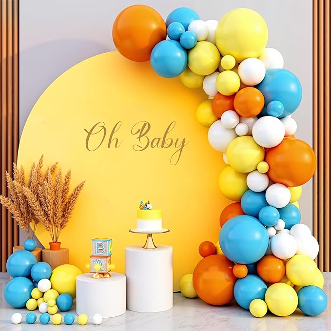 Gallety 7.2FT Yellow Round Backdrop Cover with Size Adjuster & 4 Metal Clips, Universal Fit for 5ft-7.2ft Circle Stand, Polyester Fabric Arch Cover for Wedding, Birthday Party, Photography Decor