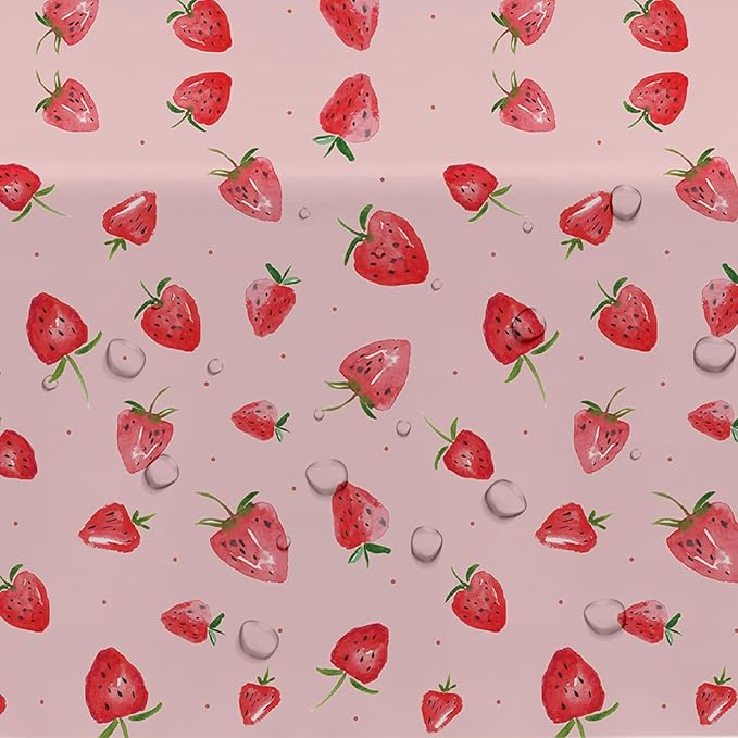 Strawberry Party Decorations Tablecloth, Disposable Strawberry Birthday Party Supplies Tablecover, Berry Sweet Birthday Baby Shower Decorations Table Cloth, 3 Pcs, 54in x 108in