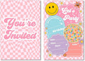 Soiceu Retro Groovy Girl Birthday Invitations Hippie Disco Let's Party Birthday Invites with Envelopes Set of 20