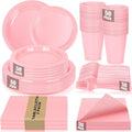 Pink Plastic Plates for Party,50 Guest Disposable Plastic Plate Set 9" Plates,7" Dessert Plates,Napkins,Cups,Forks & Tablecloth for Birthday,Wedding,Baby Shower,Girlfriends Tea Party