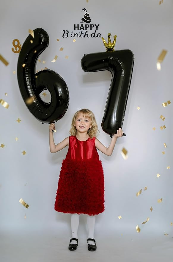 Black Number 7 Balloon with Crown, 40 inch Black Number Balloon 7th Birthday Party Decoration black Crown Balloons 0-9 for Birthday Party Anniversary Decorations Supplies