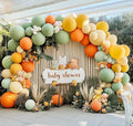 Dusty Green Orange Balloon Arch Double Stuffed Light Sage Green Yellow Blush Beige Balloon Garland Kit for Little Cutie Baby Shower Birthday Pooh Bear Gender Reveal Easter Wedding Party Decor