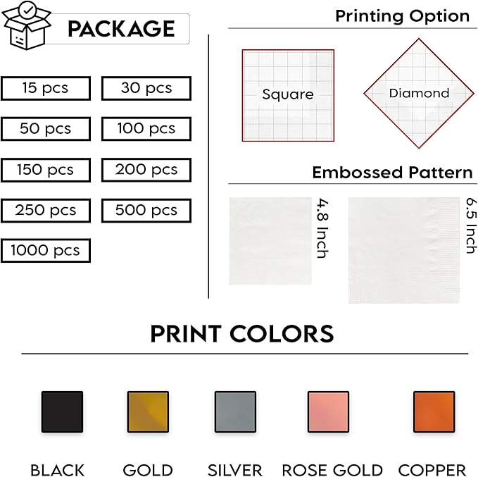 Luxury Custom 'We're Engaged' Wedding Napkins - 15pcs, Engagement Decorations for Party