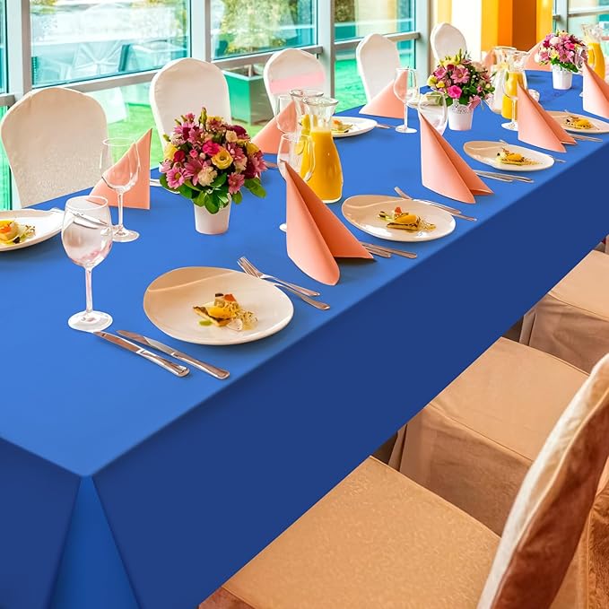 6Pcs Navy Blue Tablecloths,Disposable Plastic Tablecloth,Waterproof Dark Blue Rectangle Table Cover for Graduation Birthdays Weddings Anniversary Party Decorations,54 x 108 Inch