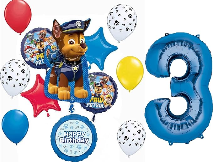 Anagram Paw Pups on Patrol 3rd Birthday Party Supplies Chase 13pc Balloon Bouquet Decorations