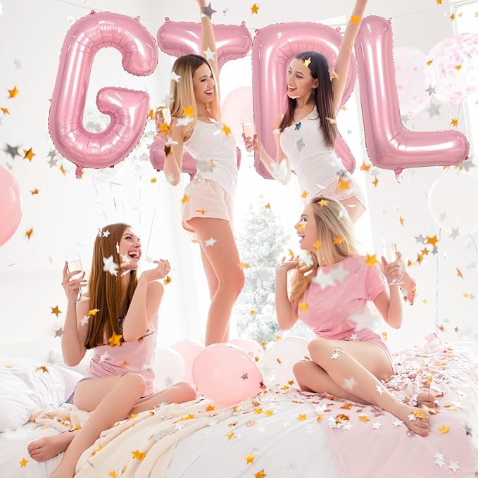 Biapian 40 Inch GIRL Letter Balloons, 4 Pack Pink Foil Balloons, Perfect for Girls Birthday, Wedding, Baby Shower, Gender Reveal Parties
