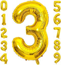 Gold Number 3 Balloon, 40 Inch Large Number Foil Mylar Balloons for 3rd Girl Boy Birthday Party Celebration Decorations Supplies, Digital Balloons for Wedding Anniversary Events Decor