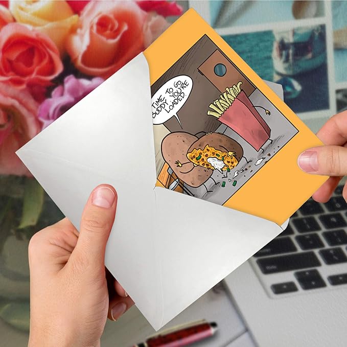 NobleWorks - 1 Funny Birthday Card Cartoons - Hilarious Comic Humor, Notecard with Envelope - Best Spud C3333BDG