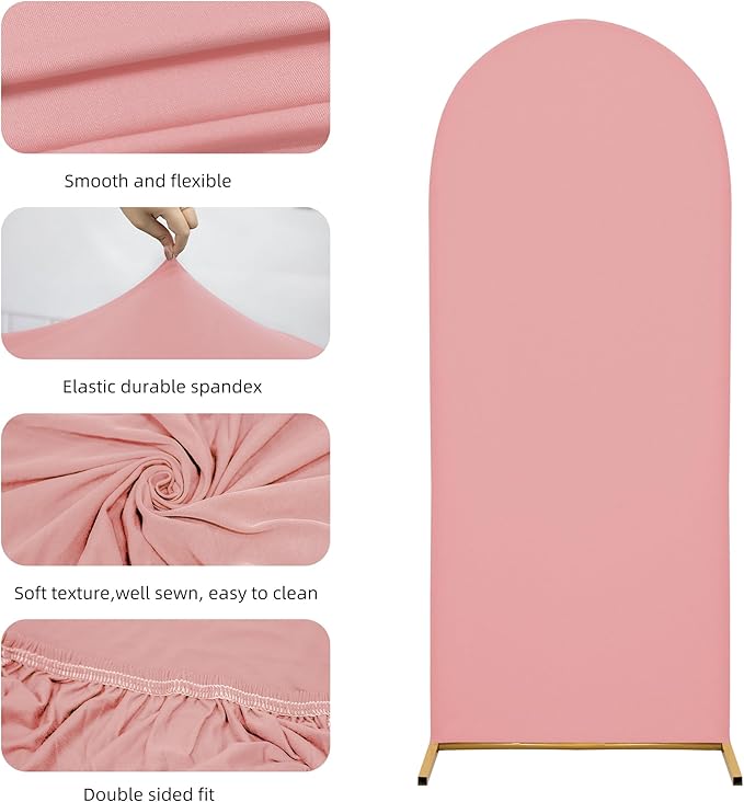 Arch Covers,Arch Backdrop Stand Fitted Cover for Wedding Birthday Party Ceremony Banquet Decoration(7.2FT,Light Pink,Cover Only)