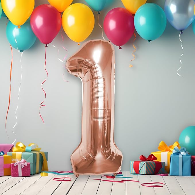 40 Inch Large Rose Gold Number Celebration and Decoration Balloon for Birthday Parties, Graduations, Anniversaries, Weddings, Photo Shoots, Special Events (Rose Gold Number 1)