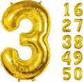 40 Inch Number Balloons 3 Gold Big Giant Jumbo Number Foil Mylar Balloons for 3th Birthday Party Supplies Anniversary Events Decorations (Gold-3)