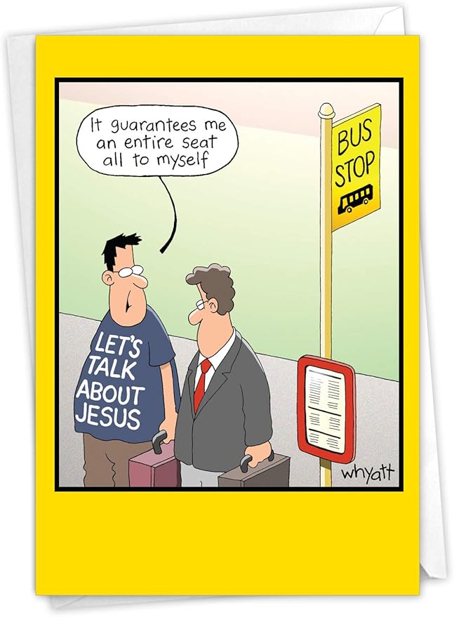 NobleWorks - 1 Hilarious Greeting Card for Birthday - Funny Birthday Cartoon, Comic Notecard - Bus Stop 8353