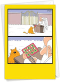 NobleWorks - 1 Hilarious Greeting Card for Birthday - Funny Birthday Cartoon, Comic Notecard - Nine Lives C4169BDG