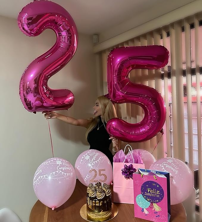 Hot Pink Number 15 Balloons 40 inch, 15 Number Balloons, 15th Birthday Decorations for Girls 15 Year Old Hot Pink Party Supplies