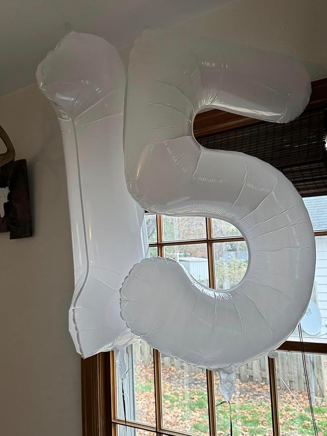 White Number 10 Balloon 40 inch, 10 Number Balloons, 10th White Birthday Decorations for Girls Boys, 10 Year Old Party Supplies