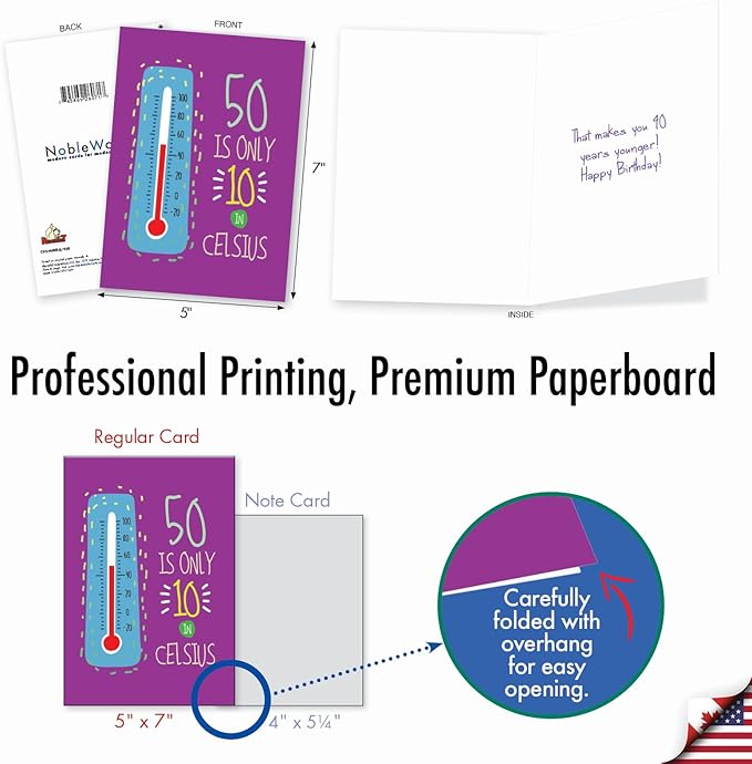 NobleWorks - Funny Milestone Birthday Greeting Card with Envelope (4.63 x 6.75 Inch) - 50 In Celsius C9574MBG