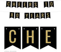 Andaz Press Faux Gold Glitter on Black Birthday Party Banner Decorations, Cheers to 80 Years, Approx 5-Feet, 1-Set, 80th Birthday Milestone Colored Hanging Pennant Decor