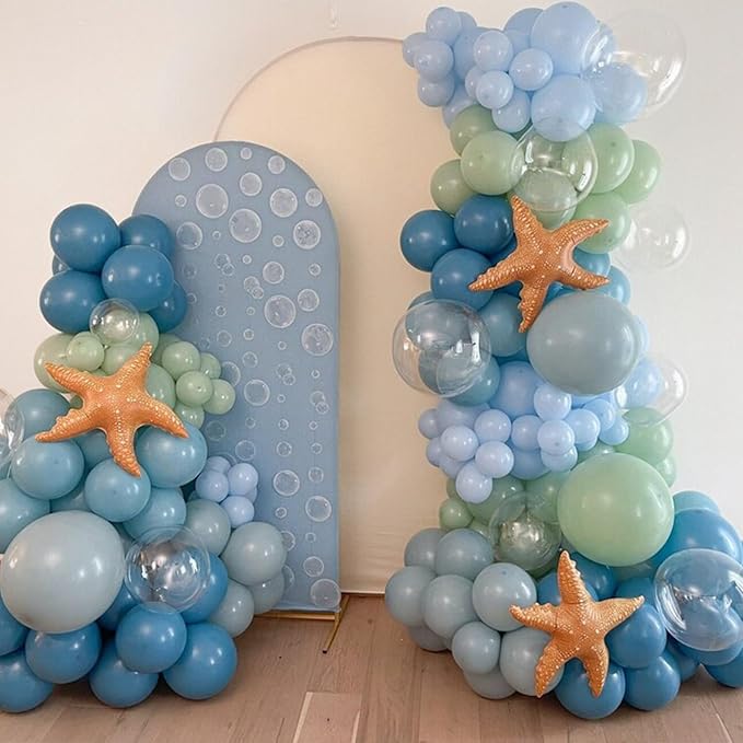 Ocean Under the Sea Birthday Party Decorations 153Pcs Shark Balloon Garland Arch Kit Dusty Blue Green White Sand Balloon with Shark Foil Balloons for Kids Boys Shark Week Ocean Animals Baby Shower