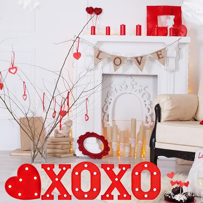 VIHOSE Valentine's Day LED Letter Lights Sign Table Decoration Light up Letters Battery Powered for Home Bars Party Bedroom Tabletop Decoration Valentine's Gift