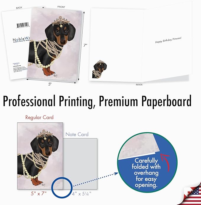 NobleWorks - Dog Lovers Birthday Greeting Card with 5 x 7 Inch Envelope (1 Card) Bday Crowned Creatures - Dog C2825CBDG