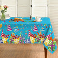 Horaldaily Birthday Tablecloth 60x84 Inch Rectangular, Happy Birthday Ballon Blue Washable Seasonal Table Cover for Party Picnic Dinner Decor