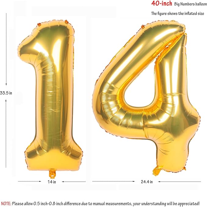 40 Inch gold Number Balloons Helium Foil Mylar Balloon Birthday Party banquet Decoration 14